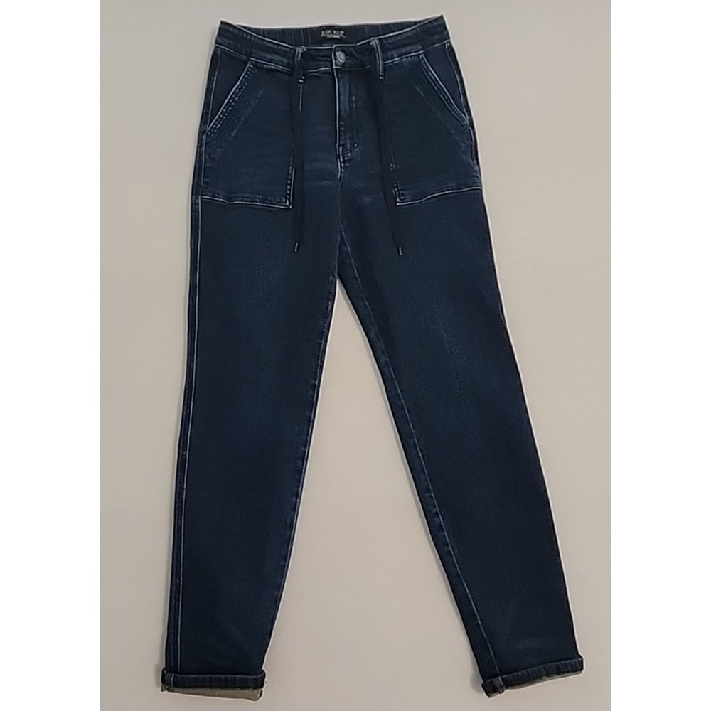 Judy Blue Jeans Womens 7/28 Blue Jogger Denim Drawstring Tapered Style JB88740